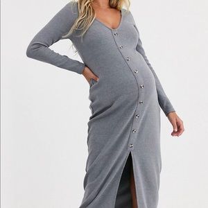 GREY SWEATER MATERNITY DRESS